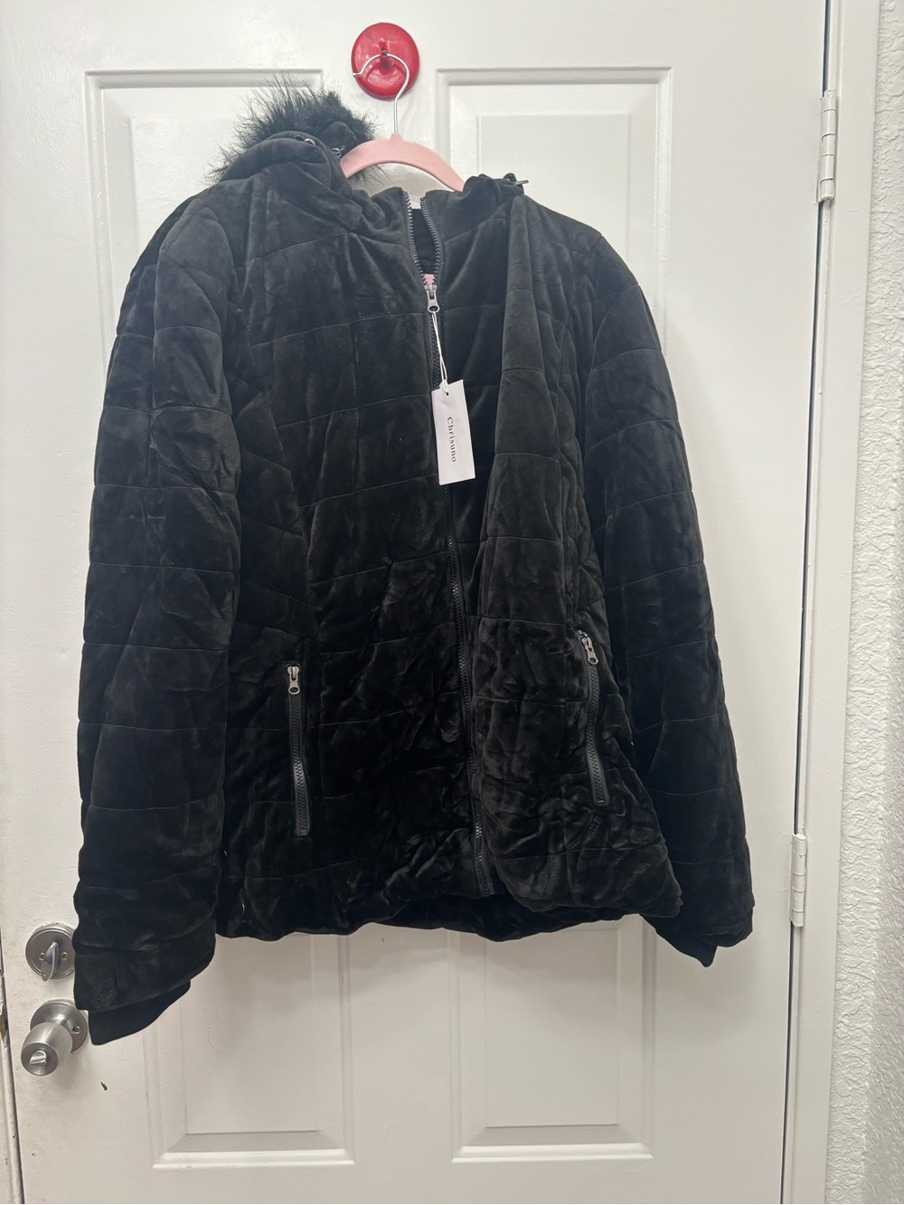 Chrisuno Women's Velvet Puffer Jacket 3XL